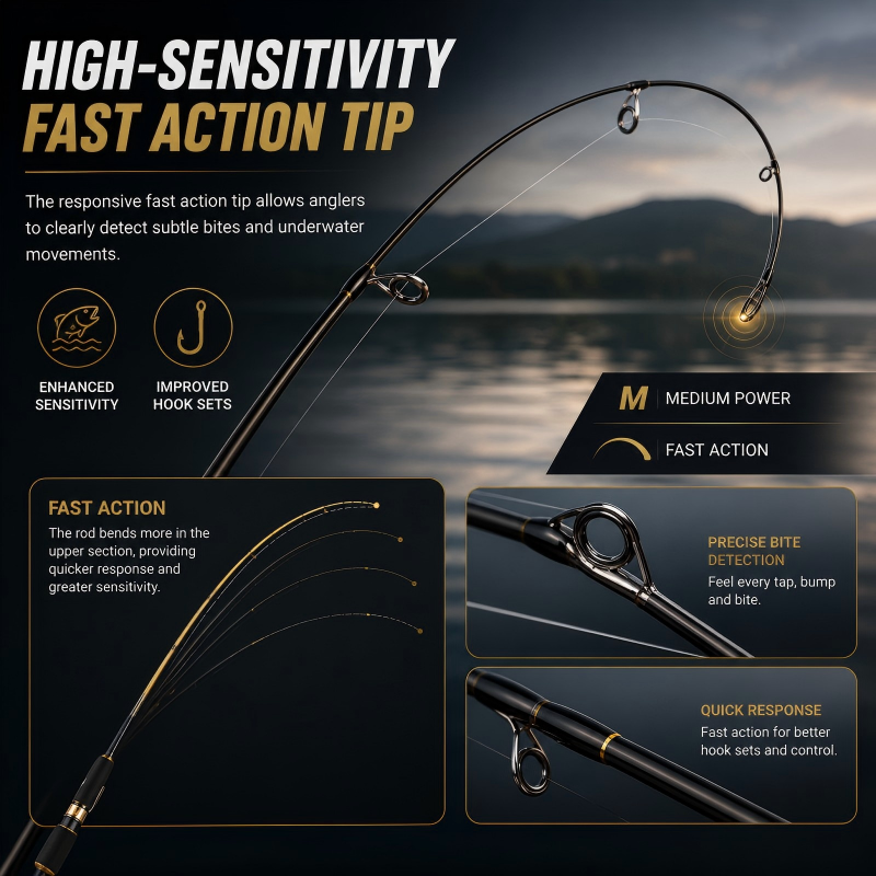 MetalStorm Carbon Fishing Rod – Medium Power Fast Action Bass & Trout Rod