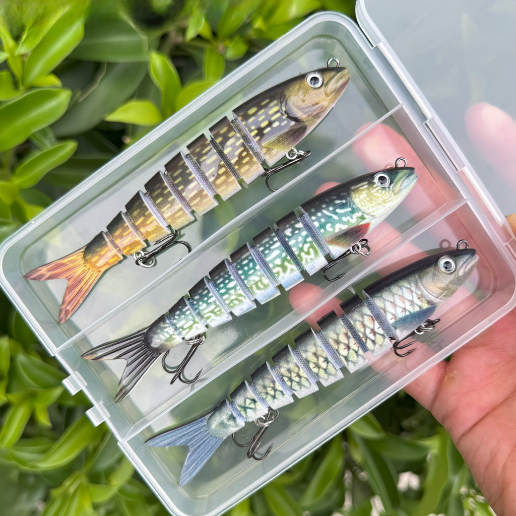 3PCS Jointed Swimbait Fishing Lures Set | Realistic Hard Baits for Bass, Pike, Trout & Perch