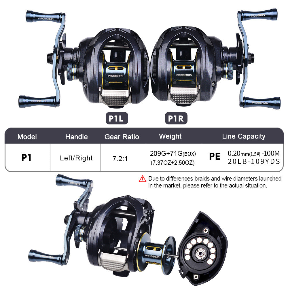 P1 7.2:1 Baitcasting Reel | 10-Magnet Brake System | 8kg Drag