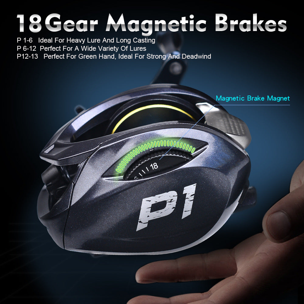 P1 7.2:1 Baitcasting Reel | 10-Magnet Brake System | 8kg Drag