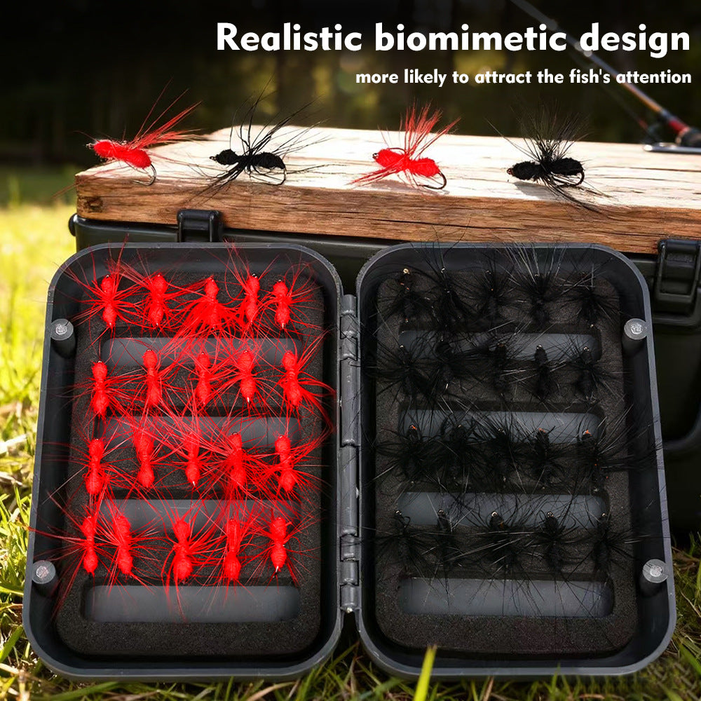 40PCS Dry Fly Fishing Flies Kit with Waterproof Fly Box