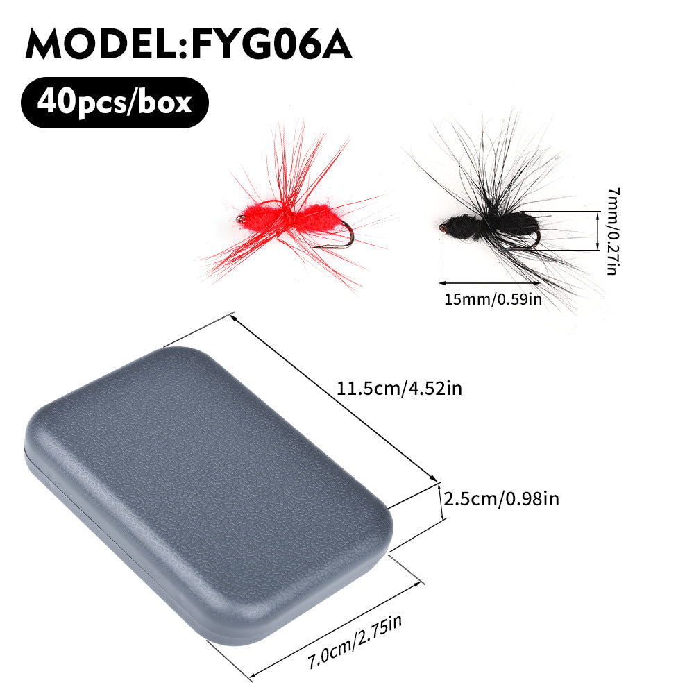40PCS Dry Fly Fishing Flies Kit with Waterproof Fly Box