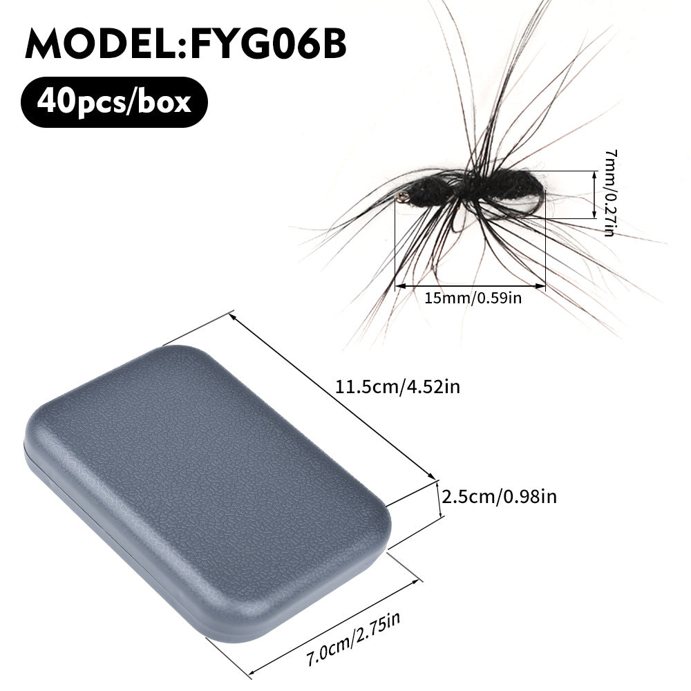 40PCS Dry Fly Fishing Flies Kit with Waterproof Fly Box