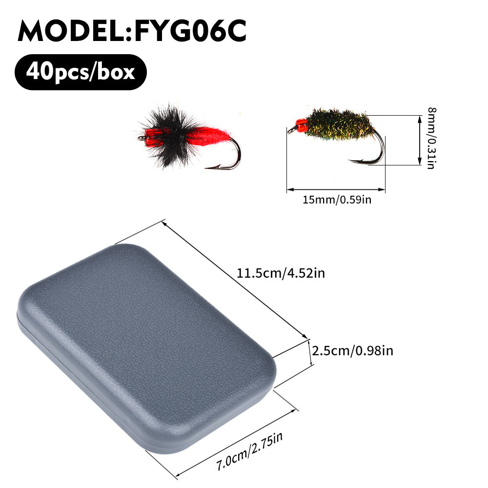 40PCS Dry Fly Fishing Flies Kit with Waterproof Fly Box