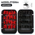 40PCS Dry Fly Fishing Flies Kit with Waterproof Fly Box