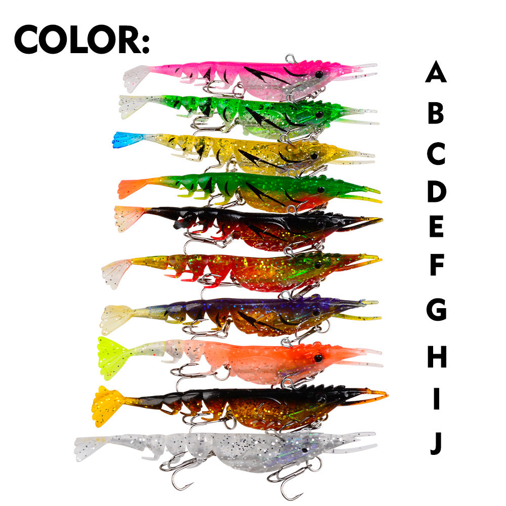 3D Shrimp Fishing Lure – Soft Jointed Swimbait with Dual Treble Hooks