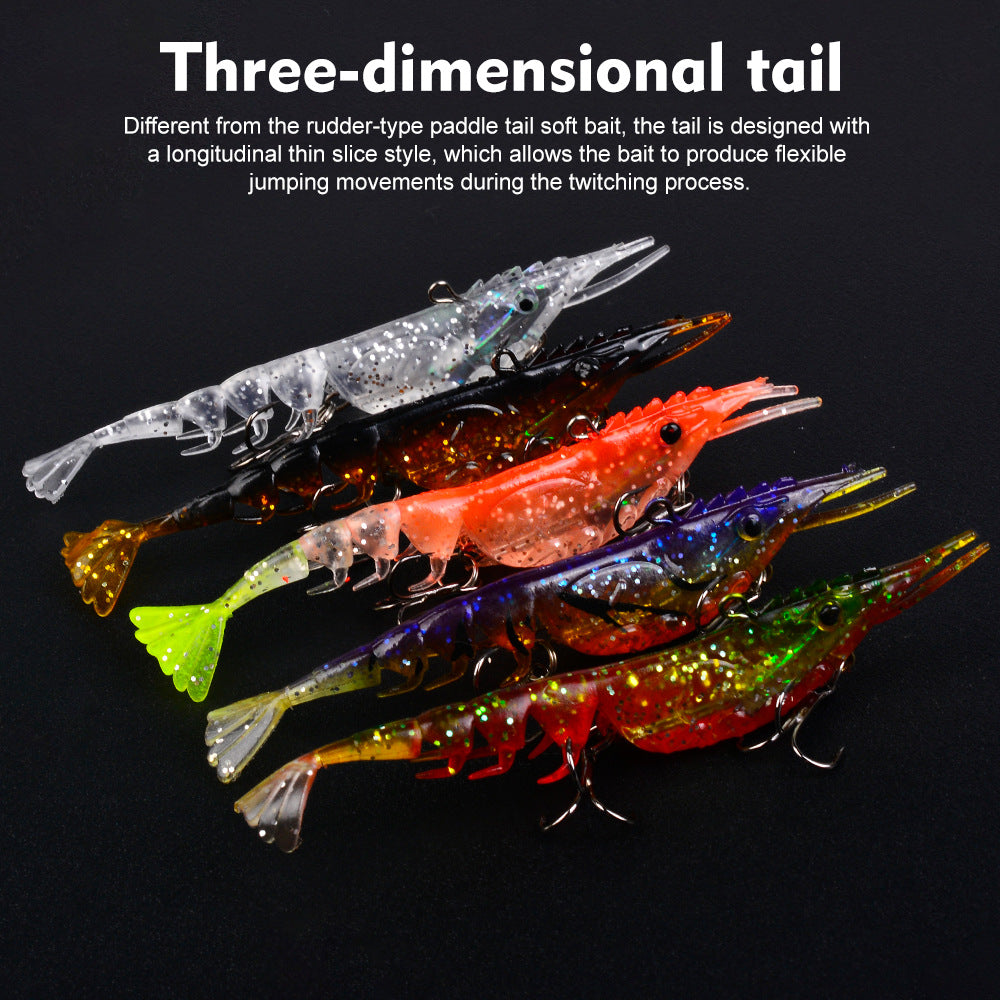 3D Shrimp Fishing Lure – Soft Jointed Swimbait with Dual Treble Hooks