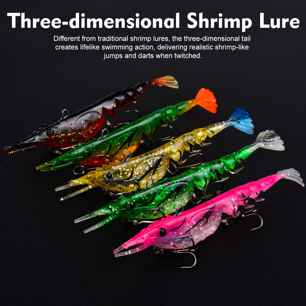 3D Shrimp Fishing Lure – Soft Jointed Swimbait with Dual Treble Hooks