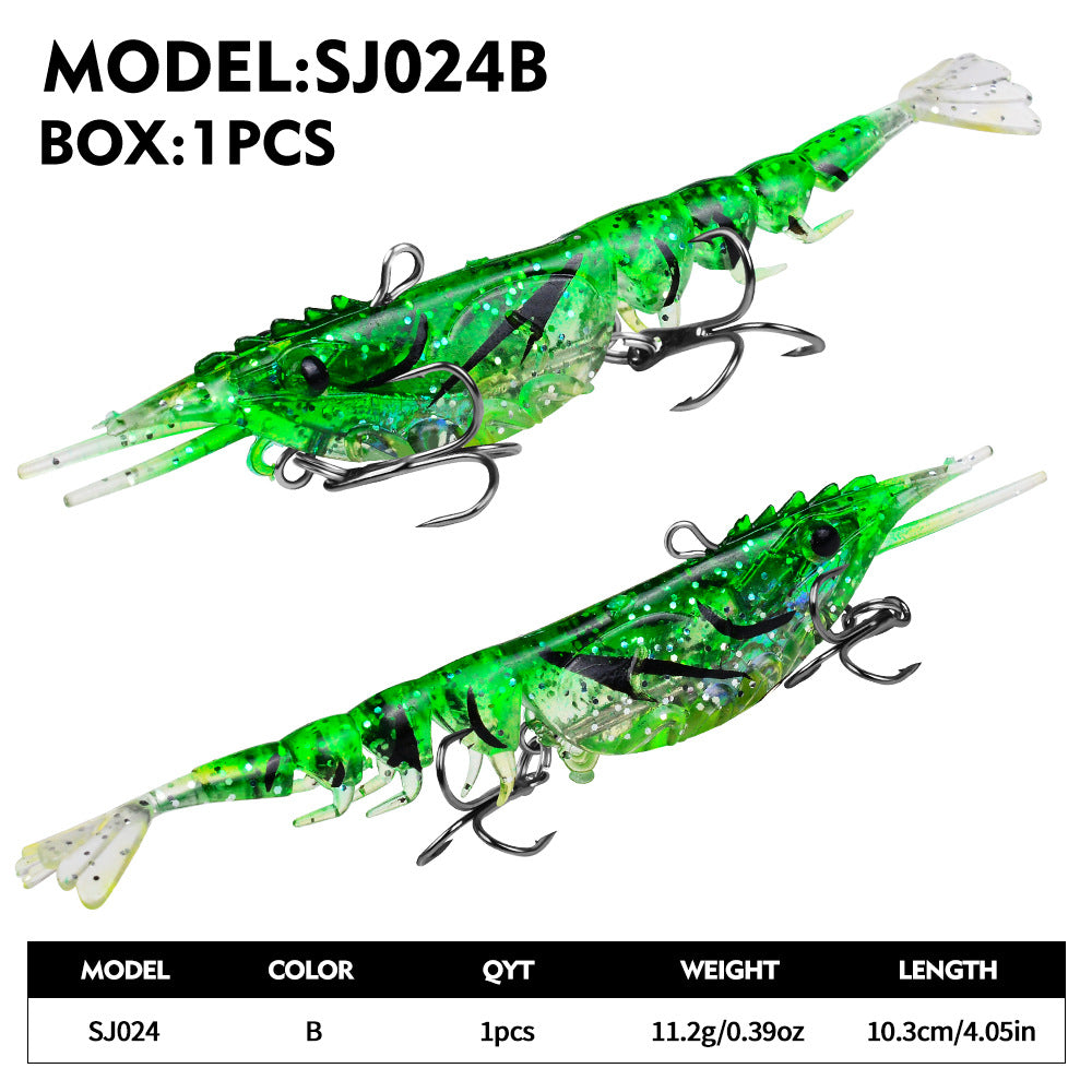 3D Shrimp Fishing Lure – Soft Jointed Swimbait with Dual Treble Hooks