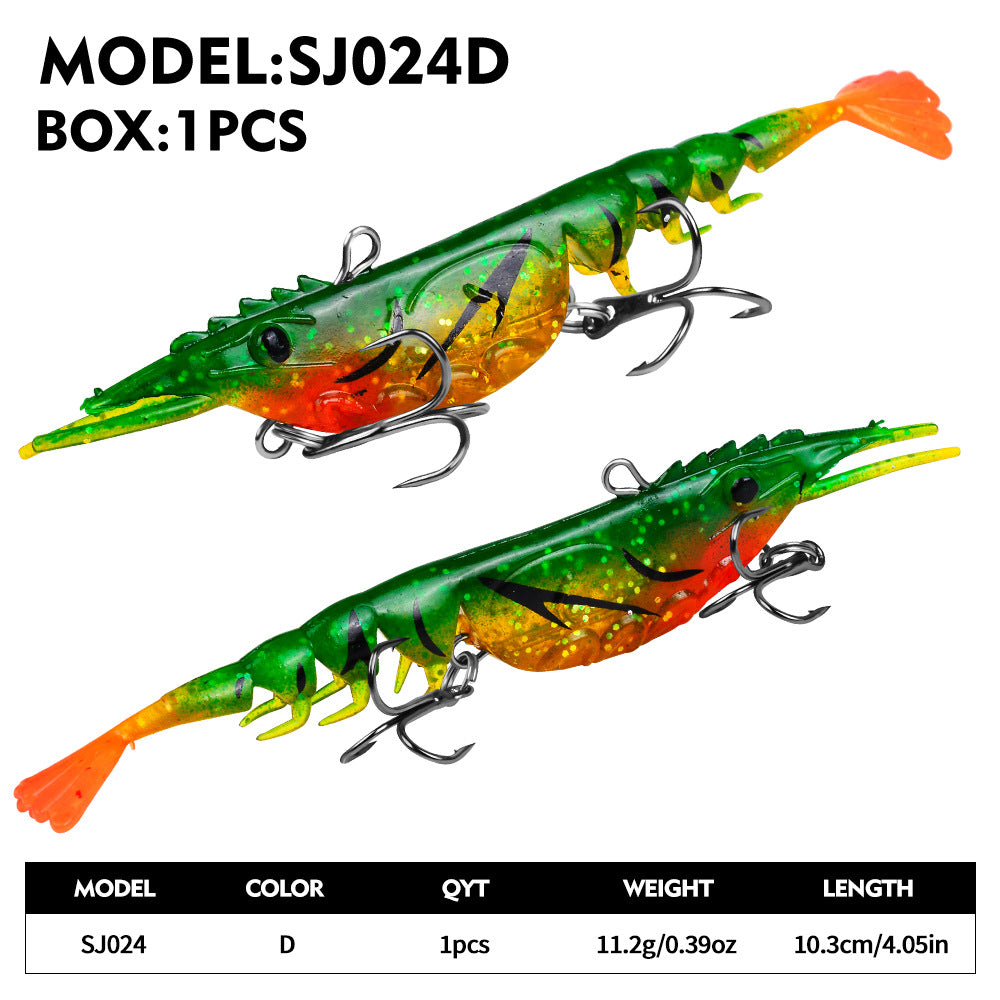 3D Shrimp Fishing Lure – Soft Jointed Swimbait with Dual Treble Hooks