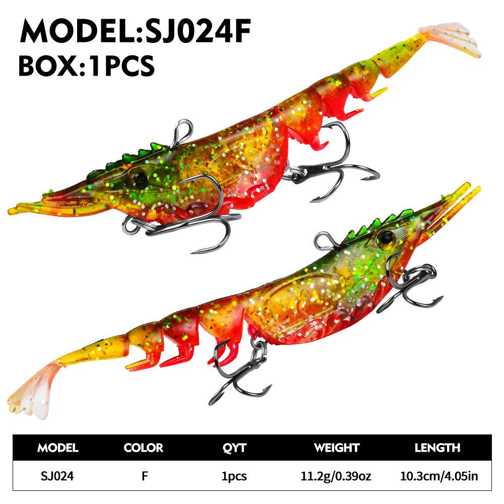 3D Shrimp Fishing Lure – Soft Jointed Swimbait with Dual Treble Hooks