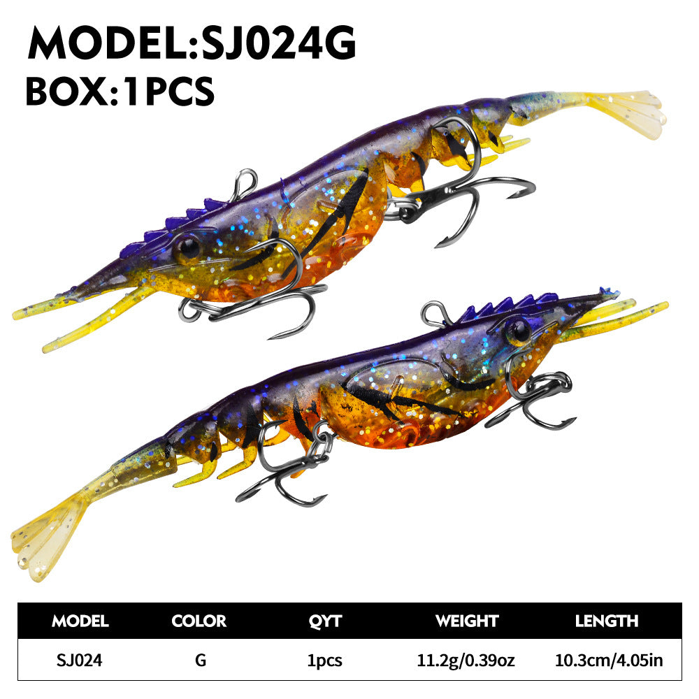 3D Shrimp Fishing Lure – Soft Jointed Swimbait with Dual Treble Hooks