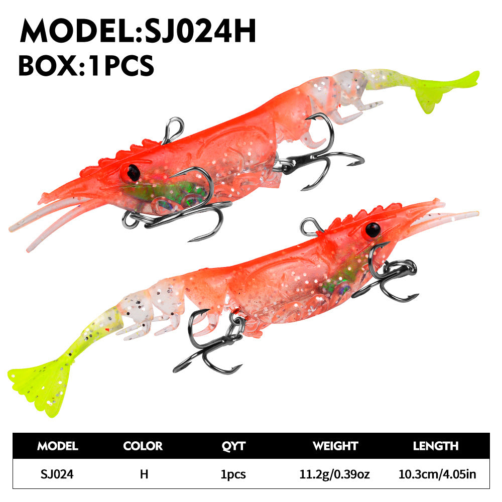 3D Shrimp Fishing Lure – Soft Jointed Swimbait with Dual Treble Hooks