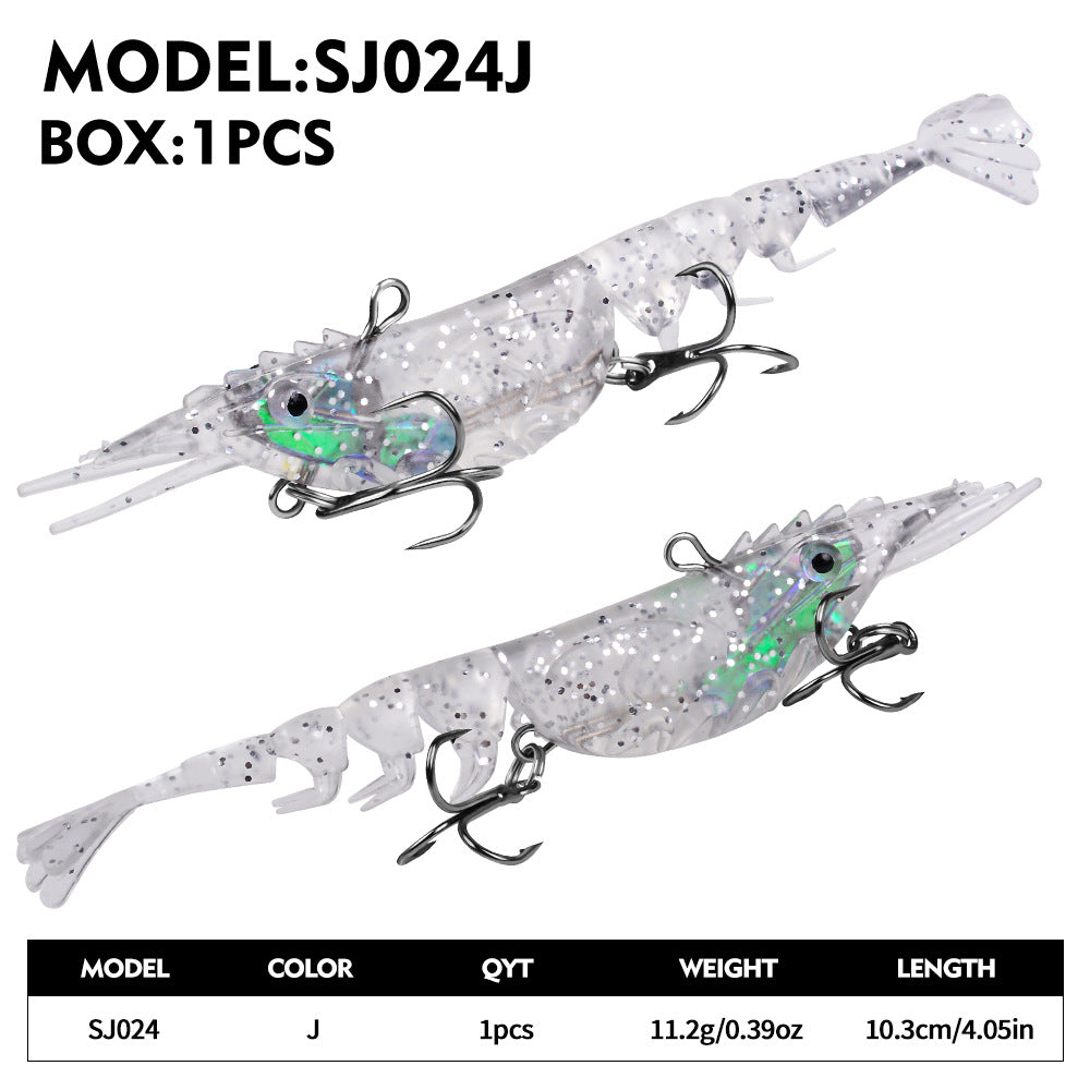 3D Shrimp Fishing Lure – Soft Jointed Swimbait with Dual Treble Hooks